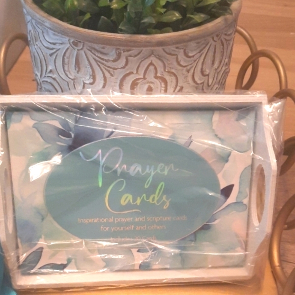 Inspirational prayer/scripture cards -Wood Handled Tray - Set Includes 2…